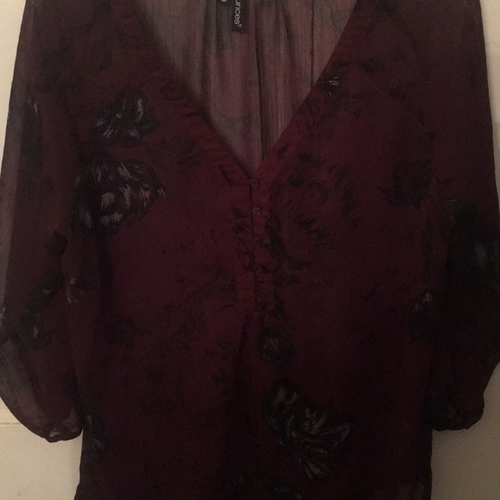 Dark red mesh three quarter blouse